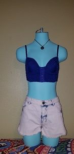 Royal blue micro corset/crop top.